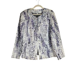 Chico's Jacket size 3 Beaded Natural Stone Python Pattern Lined Purple White